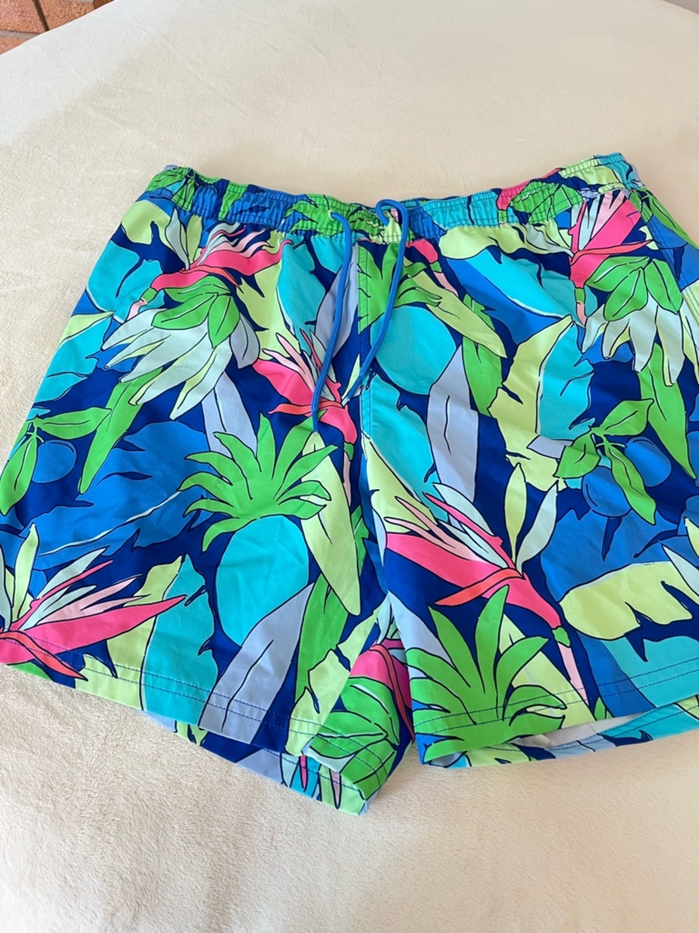 Vineyard Vines Tropical Print Swim Shorts - Blue, Green & Pink